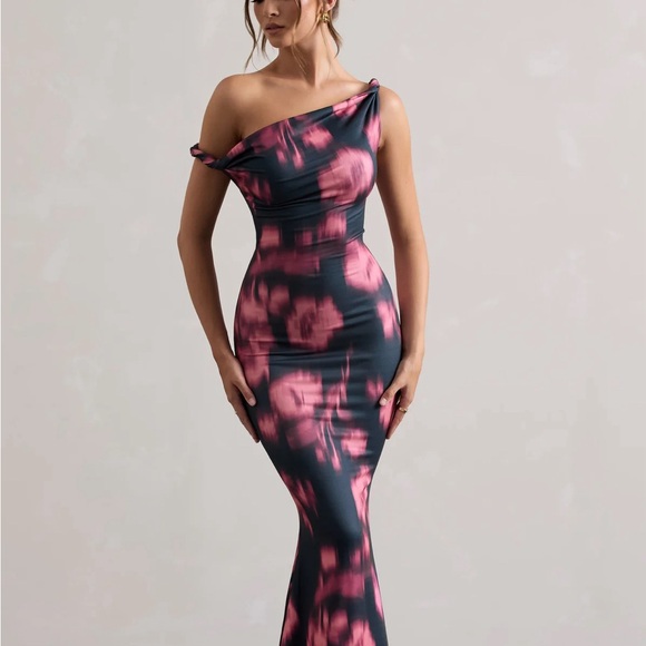 Club L London Lita Pink Twisted Abstract Dress - Picture 3 of 6